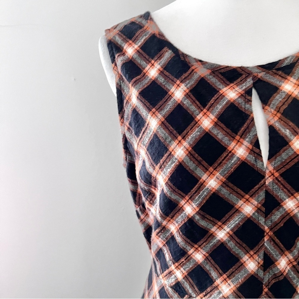 Sundance Town & County Dress Sleeveless Blue Plaid Bias Cut Asymmetrical Size 6 - Picture 5 of 14